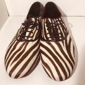 EUC Eden Zebra Print Fur Shoes